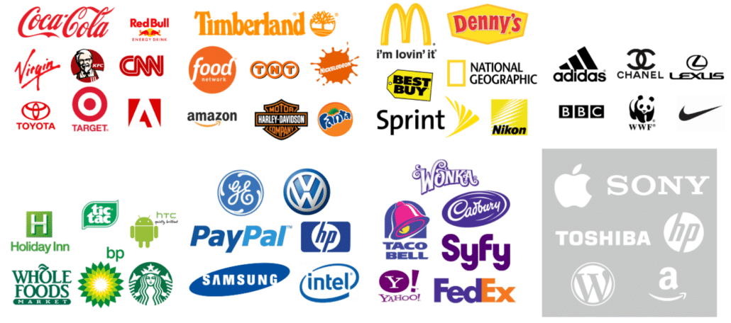 Image of different brand logos and their colors.