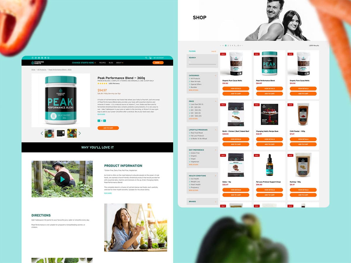 Branding Case Study Changing Habits - Website Store Featured Health Products