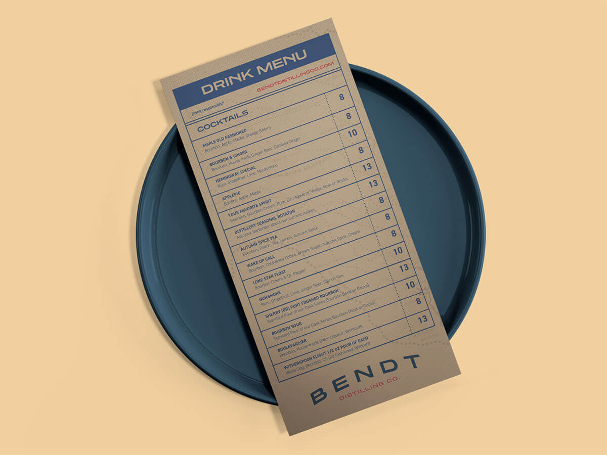 BENDT Restaurant Design Menu