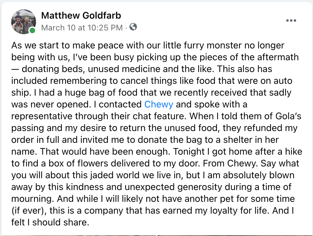 Matthew Goldfarb - Social Media Post