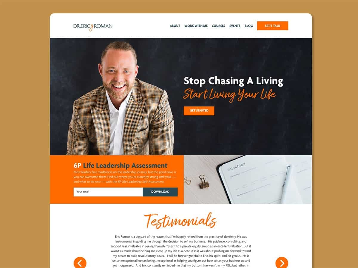 DrEricJRoman | Branding Case Study Desktop Homepage Website Design