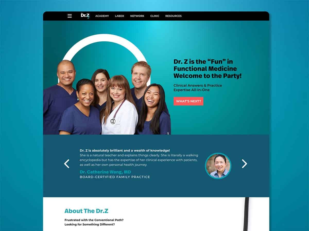 The DrZ Branding Case Study Desktop Homepage Website Design